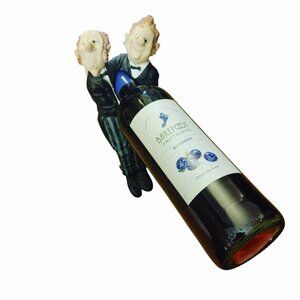 French Waiters Comical Figurine Wine Bottle Holder Statue Humorous Home Bar Deco